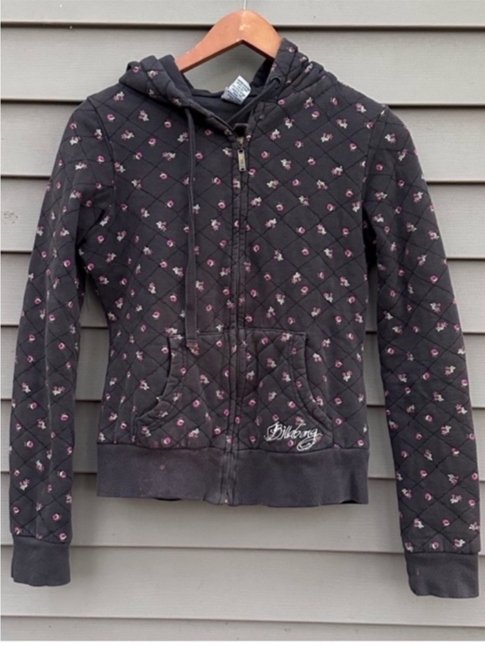 Y2K vintage billabong hoody sweatshirt floral quilted medium women’s